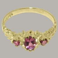 Britanci napravio je 10k žuto zlatni prsten s prirodnim ružičastim turmalinskim ženskim rubni prstenom