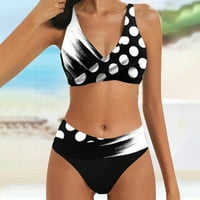 Štorke za kupaće kostime za žene i gornje dame Visoki struk od tiskani V izrez Boja blok plaža Bikini