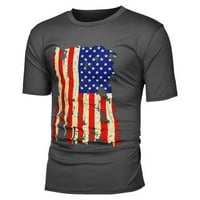 Mens majica Američka zastava Ispis posade vrat kratkih rukava Bluze Ljetne casual labave vrhove