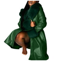 Tking modne ženske kožne kaput ovratnik zimski modni rever dugih rukava plus veličine casual jakne kaput