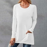 GUBOTARE košulje za žene Trendi ženske majice s dugim rukavima u boji blok pulover posada izrez sa slobodnim