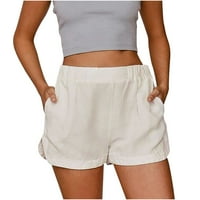 Ljetne kratke hlače za žene Ležerne prilike sa labavim motorom pamučne lanene kratke hlače Elastične