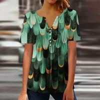 Majice za žene Trendi gumb s kratkim rukavima na vrhu casual dressy bluze za gamaše Flowy Henley majica