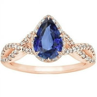 Harry Chad Enterprises 3. CT Ženski plavi zaokret s dijamantskim naglaskom Sapphire prsten, veličina