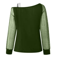 Clearsance Ljetne vrhove Off-the-ramena casual bluza Čvrsta ženska labava bluza dugih rukava, zelena,
