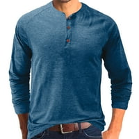 Košulje za muškarce Muškarci i jesen gumb Okrugli vrat Čvrsta boja bluza Dugme Dug rukava Košulja za