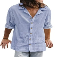 Luxplum mens gornji gumb dolje majica rever izrez Tunika majica casual bluza Bluse Blue 2xl