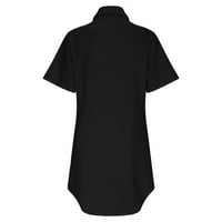 Maxi haljine za žene dugačke majice s dugim gumbom, suknja s kratkim rukavima od suknje za bluzu na