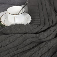 PiccoCasa pamučna pokrivačica mekani lagani kabel pletene bacanje dječje posteljine tamno siva