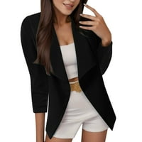 Njshnmn ženska plus veličine Blazer Business Casual Džepovi radna kancelarija Blazer jakne odijelo, crna, xl