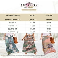 Asstylish Womens cvjetni print Maxi suknja Vintage Boho Long suknje Elastična visoka struka Flowy A-line