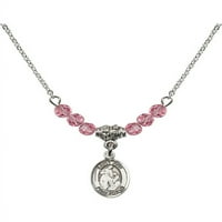 Rodijumska ogrlica s ružičastom ružičastog oktobar mjeseca rođenja Kamene perle i šarm Saint Ann
