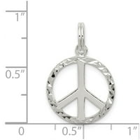 Sterling Silver Diamond-Cut Mirovni simbol šarm