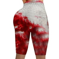 Ženske vježbanje nabora se nabora Tie-dye Stretch fitness biciklistički kratke hlače hlače crveno l