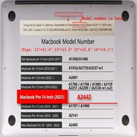 Kaishek kompatibilan MacBook Pro S Case - izdati model A2442, plastična futrola tvrdog školjka + crna