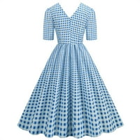 Zunfeo Žene Ljetne haljine - kratki rukav FIT FLARE haljina V izrez Nove dolaske Vintage Elegantna haljina