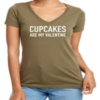 Cupcakes su moji valentine ženske V-izrez