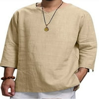 Peyakidsaa Muška cvecka pamučna posteljina Henleyji košulja dugih rukava labava fit majica na plaži