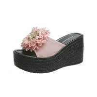 Sandale Žene Ležerne prilike Peep Toe High Chunky Wedge Heels Cipele Exquisite Cvijeće Papuče