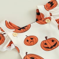Calsunbaby Baby Girls Moj prvi Halloween Halloween Outfits bundeve Print Ruffle Ramper sa trakom za