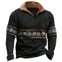 Yanhoo muški džemper sa patentnim zatvaračem pulover dugih rukava postolje na kotlu, duks zip majica