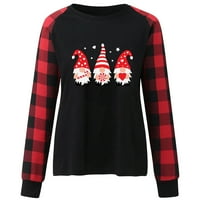Žene Grafičke mashirts Dugi rukav vrhovi pulover Crewneck Dukseri gnomi Ispiši božićnu labavu majicu