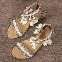Žene Boho ravne sandale casual rinestone etničke stile cipele na plaži Otvoreni nožni prsti gležnjače