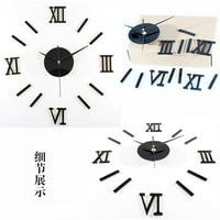 JOLLY Veliki 3D DIY zidni sat Romani Brojčani sat bez okvir Ogledala Zidna naljepnica Početna Dekor
