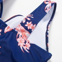 Jurebecia Women Plus Veličina V-izrez cvjetni halter flared plaža Tummy Bikini kupaći kupaći kostim