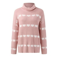 KPOPLK Ženski prevelizirani džemper od dugih rukava zimski debeli pleteni džemper ružičasta, l