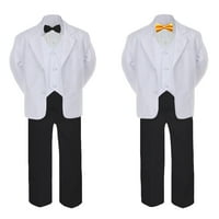5- formalno crno bijelo odijelo set žuti luk kravate prsluk dječak dječji smk