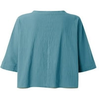 Pfysire ženski suncokret mačji otisak majica V-izrez kratki rukav plavi s