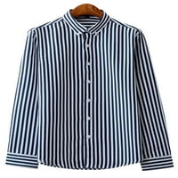Capreze bluza s dugim rukavima lagane majice za muškarce Redovna fit prugasta tunika košulja radne rever