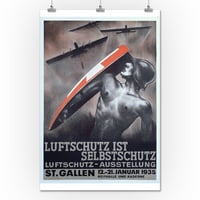 Luftschutz ist Selbstschutz Vintage Poster Switzerland C