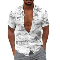 Aueoeo velike i visoke majice za muškarce Modni povremeni ispis pauzični majica s kratkim rukavima bluza