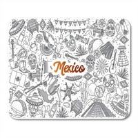 Skica hrane nacrtana Meksiko Doodle sa narančastim slovima u kaktusu piramida mousepad mouse mouse mat