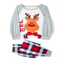 Božićne pidžame za obiteljski okrugli izrez s dugim rukavima natpisnog slova uzorka na vrhu majica za