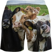 Fupoqi Muške gumene trunke sa ploče za kompresiju ploče od košare kupaći kostimi s džepovima u četiri smjene uzorka krava