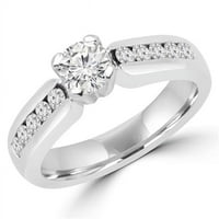 0. CTW okrugli rez dijamantski modni zaručni prsten u 18K bijelom zlatu, veličine 5