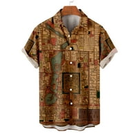 Yanhoo Muške ljetne havajske havajske majice rever s kratkim rukavima prema dolje vrhovi grafički ispis bluza za odmor