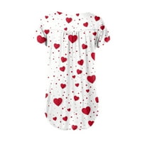 Ženski modni ispis labavi ležerni kratki rukav V-izrez dug gumb uživo