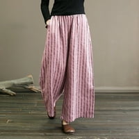 Gathrrgyp hlače plus veličina za žene, hlače za žene casual ljetni potez elastični posteljina u obliku struka, džepove obrezane pantalone