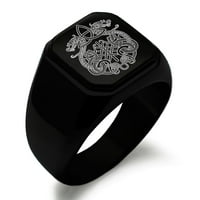 Nehrđajući čelik Zmaj Knot skuldov neto viking runa ugravirani kvadratni ravni top biciklistički stil polirani prsten
