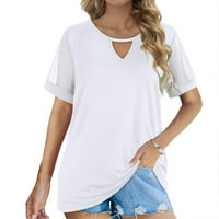 B91XZ pamučne košulje za žene Ljeto majica mrežice rukav modni vrhovi majica Tipka za ključeve u boji,