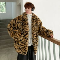 Tklpehg Muški zimski kaputi Trendi Ležerni kaput s dugim rukavima Leopard Zimska topala moda Vanjski