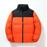 Fatuov muški puffer kaput na prodaju zimski dugi rukav patchwork runo narančaste jakne