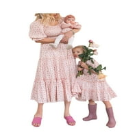 Majka kćer Porodična haljina Ljeto Porodično roditelj-dijete odijelo cvjetno print kratkih rukava haljina