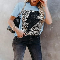 Anbech ženska munja leopard majice grafički krajevi majice vrhovi