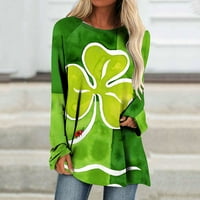 Blueeeek Women moda St. Patrickov dan tiskani vrhovi dugih rukava T-majica Crewneck bluza