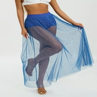 Biayxms ženske modne duge suknje seksualne zvijezde Mjesec Novi stil Vidi elastične visoke struk mrežne